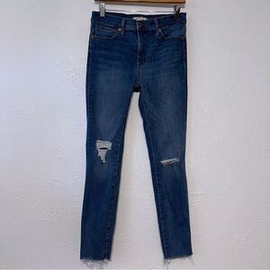 Madewell Jeans Women's 27 Blue 9" Mid Rise Skinny distressed knee